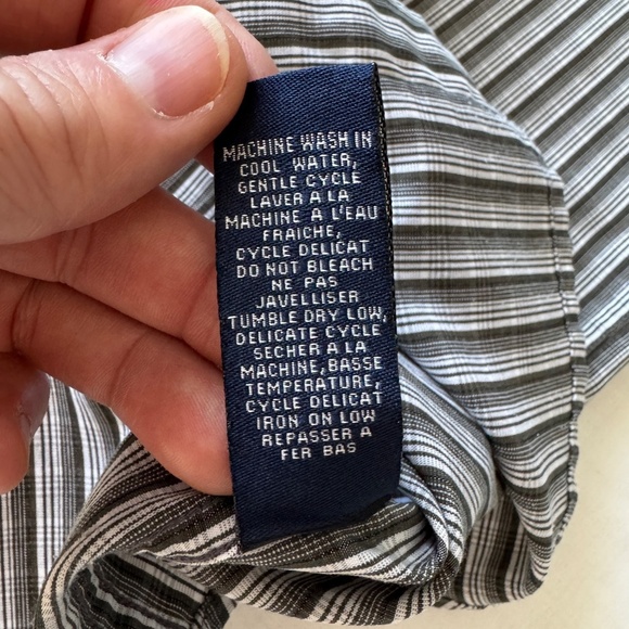 Arnold Palmer Men's M Long Sleeve Button Up Casual Dress Shirt Striped Gray Golf - Picture 8 of 13